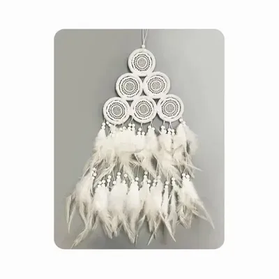 Autres décorations murales - Dreamcatcher Pyramide blanche diametre 17 cm - ARABESK