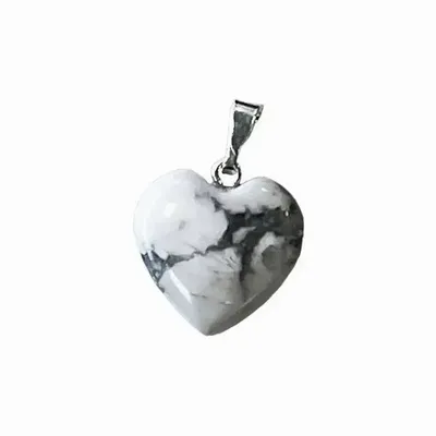 Bijoux - Pendentif Coeur Howlite 20mm x10 - ARABESK