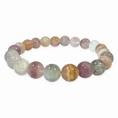 Bracelets - Multicolor Fluorite bracelet AA beads 6.5-7.5mm - ARABESK