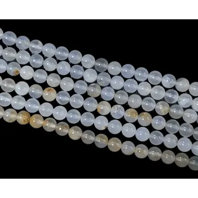 Bijoux - Calcédoine bleue A perles 8-9mm sur fil 40cm - ARABESK