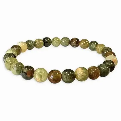 Bracelets - Grossular Green Garnet Bracelet AA beads 5.5-6.5mm - ARABESK