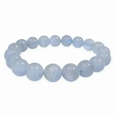 Bracelets - Bracelet Calcédoine bleue AA perles 10mm - ARABESK