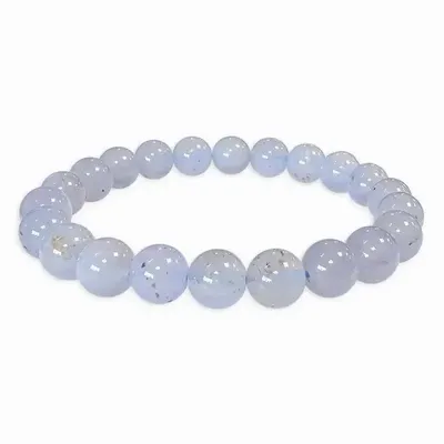 Bracelets - Bracelet Calcédoine bleue AA perles 8mm - ARABESK