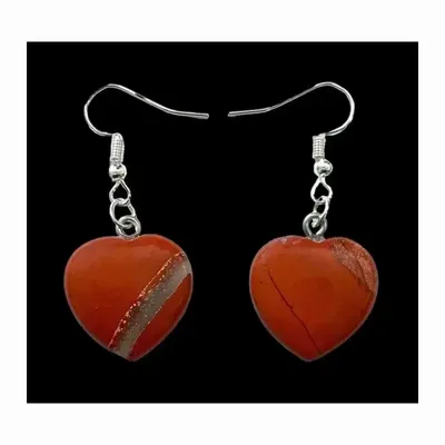 Jewelry - 20mm Red Jasper Heart Earrings - ARABESK