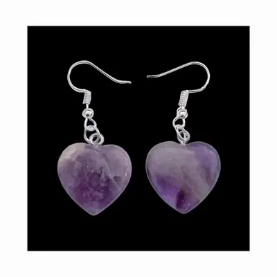 Bijoux - Boucles d'Oreilles Cœur Amethyste 20mm - ARABESK