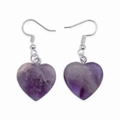 Jewelry - 20mm Amethyst Heart Earrings - ARABESK
