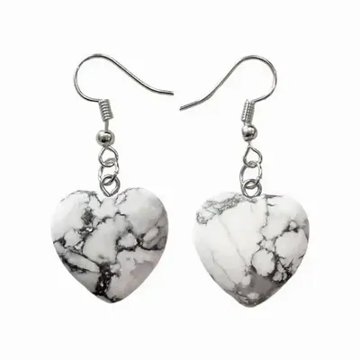 Jewelry - 20mm Howlite Heart Earrings - ARABESK