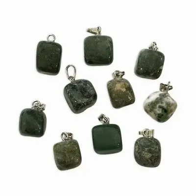 Jewelry - Moss Agate tumbled stone pendant x 10 - ARABESK