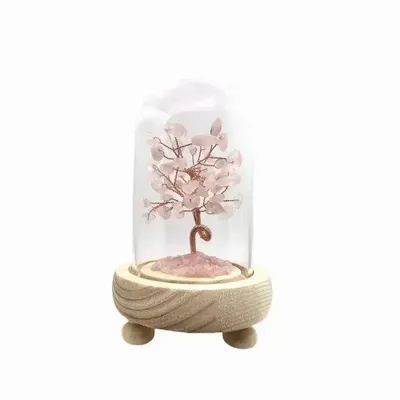 Jewelry - Tree of Life Rose Quartz under dome with box - ARABESK