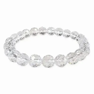 Bracelets - Faceted Rock Crystal Bracelet AA beads 8mm - ARABESK