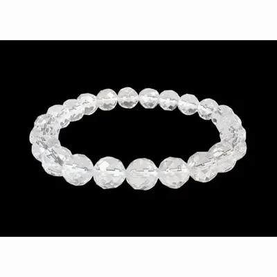 Bracelets - Faceted Rock Crystal Bracelet AA beads 8mm - ARABESK