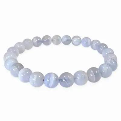 Bracelets - Bracelet Blue Calcedony Ribboned AA beads 8mm - ARABESK