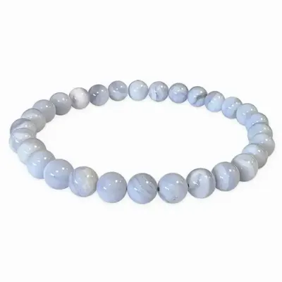 Bracelets - Bracelet Blue Chalcedony Ribboned AA beads 5.5-6.5mm - ARABESK