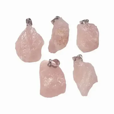 Bijoux - Pendentif Pierre Brute Quartz Rose A x 5 - ARABESK