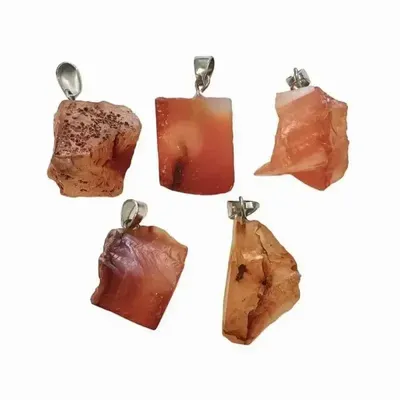 Bijoux - Pendentif Pierre Brute Cornaline A x5 - ARABESK