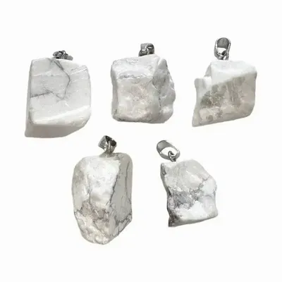 Bijoux - Pendentif Pierre Brute Howlite A x5 - ARABESK