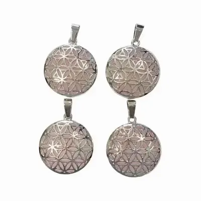 Jewelry - Rose Quartz Flower of Life Metal Pendant A 25mm x4 - ARABESK