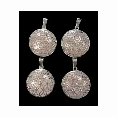 Jewelry - Rose Quartz Flower of Life Metal Pendant A 25mm x4 - ARABESK
