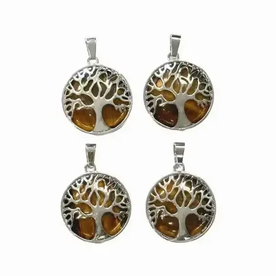 Jewelry - Metal Pendant Tree of Life Tiger Eye A 25mm x4 - ARABESK