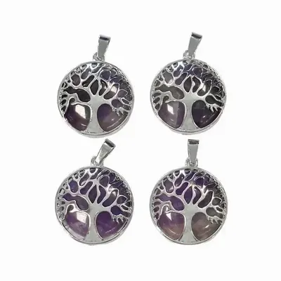 Jewelry - Metal Pendant Tree of Life Amethyst A 25mm x4 - ARABESK