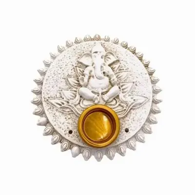 Scents - 6 x White Ganesh incense holders 9cm - ARABESK