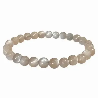 Bracelets - Bracelet Pierre de Lune Grise AAA perles 6-7mm - ARABESK