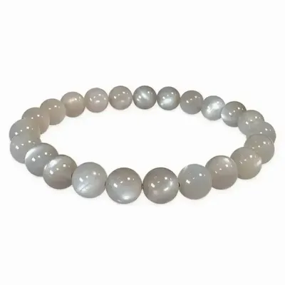 Bracelets - Bracelet Pierre de Lune Grise AAA perles 7.5-8.5mm - ARABESK