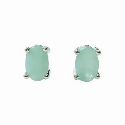 Jewelry - Solitaire Earrings in White Copper Emerald AAA stud - ARABESK