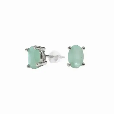 Jewelry - Solitaire Earrings in White Copper Emerald AAA stud - ARABESK