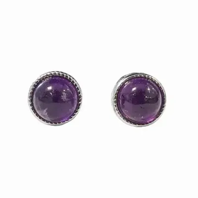Jewelry - Round White Copper Amethyst AA Stud Earrings - ARABESK