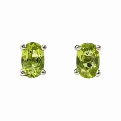 Bijoux - Boucles d'Oreilles Solitaire en Cuivre Blanc Facettée Péridot AA stud - ARABESK