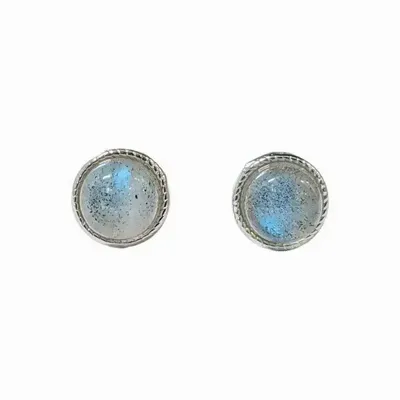 Jewelry - Round White Copper Labradorite AA Stud Earrings - ARABESK