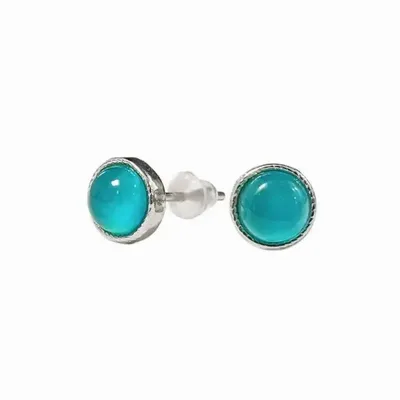 Bijoux - Boucles d'Oreilles Ronde en Cuivre Blanc Amazonite AA stud - ARABESK