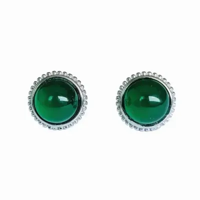 Jewelry - Round White Copper Chrysoprase AA Stud Earrings - ARABESK