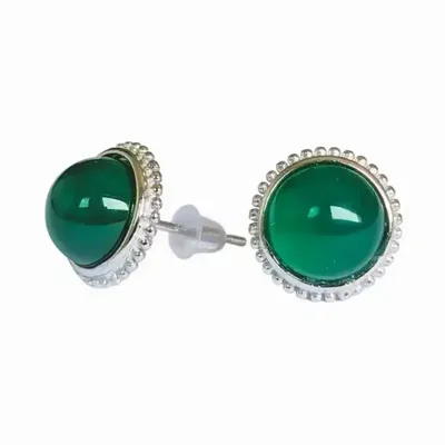 Jewelry - Round White Copper Chrysoprase AA Stud Earrings - ARABESK