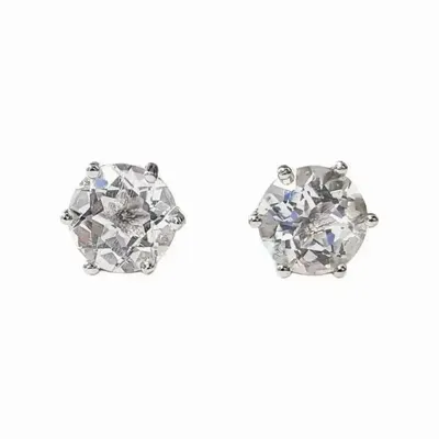 Jewelry - Solitaire Earrings in White Copper Rock Crystal AA stud - ARABESK