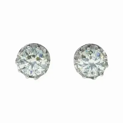 Bijoux - Boucles d'Oreilles Solitaire en Cuivre Blanc Facettée Moissanite AA stud - ARABESK