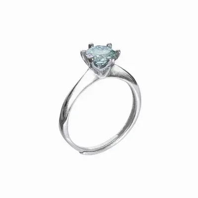 Jewelry - AA Moissanite Faceted Adjustable White Copper Solitaire Ring - ARABESK