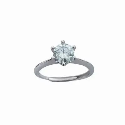 Bijoux - Bague Solitaire en Cuivre Blanc Ajustable Facettée Moissanite AA - ARABESK