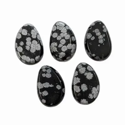 Bijoux - Pendentif Pierre Roulée Percée Obsidienne Flocon de Neige A 20-30mm X 5 - ARABESK