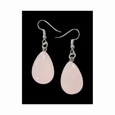 Bijoux - Boucles d'Oreilles Goutte Quartz Rose A 25mm - ARABESK