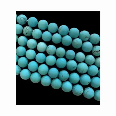 Bijoux - Turquénite Howlite naturelle teintée A perles mates 6mm sur fil 40cm - ARABESK
