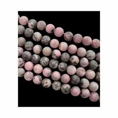 Bijoux - Rhodonite perles mates 8mm sur fil 40cm - ARABESK