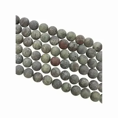 Bijoux - Jaspe Sang de Dragon A perles mates 8mm sur fil 40cm - ARABESK