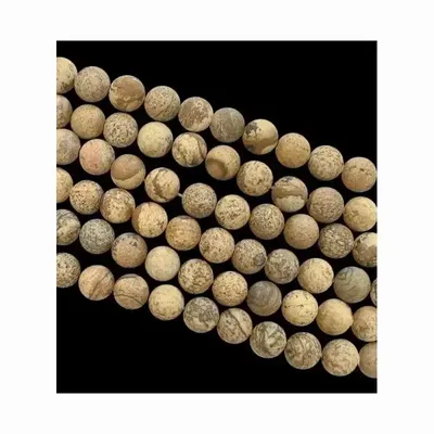 Bijoux - Jaspe Paysage perles mates 8mm sur fil 40cm - ARABESK