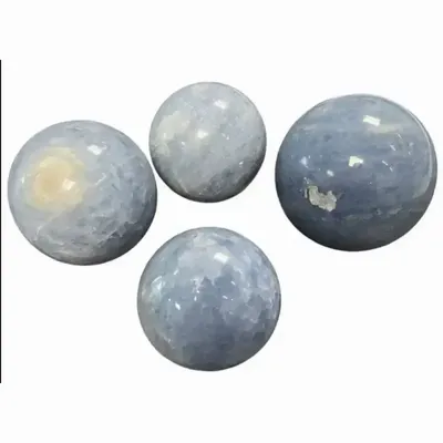 Bijoux - 4 Sphères Calcite bleue polis 1.668 k - ARABESK