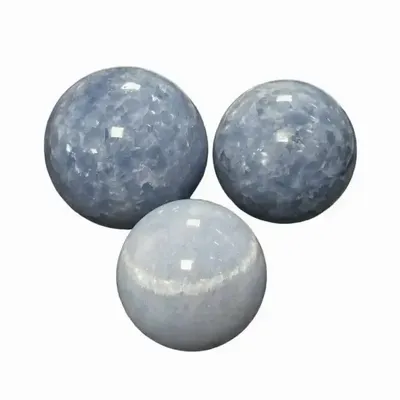 Jewelry - 3 Polished Blue Calcite Spheres 1.687 k - ARABESK