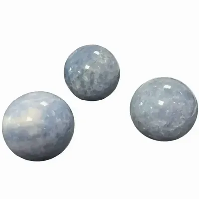 Bijoux - 3 Sphères Calcite bleue polis 1.545k - ARABESK