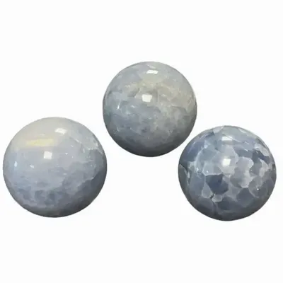 Bijoux - 3 Sphères Calcite bleue polis 1.666k - ARABESK