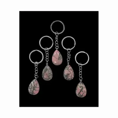 Bijoux - Porte Clés Goutte Rhodonite A 30mm x 5 - ARABESK